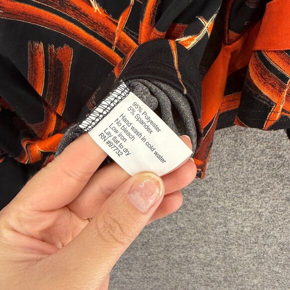 Lior Blouse Women L Large Black Geometric Long Sleeve Round Neck Pullover Casual - Picture 5 of 8